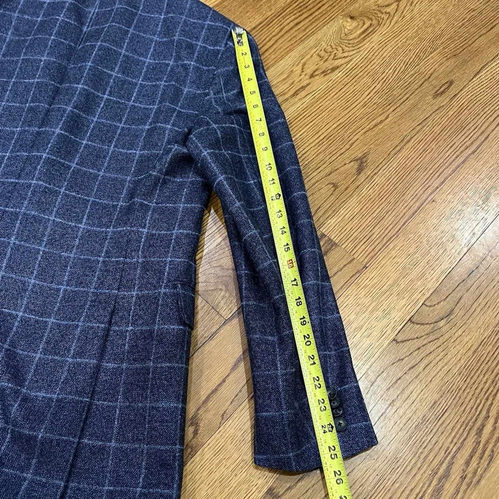 Hart Schaffner Marx Blazer Mens 44L Blue Plaid Sport Coat 2 Button Made in USA‎